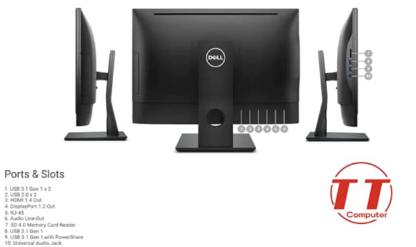 Dell All In One 5250 CH1 CPU Intel Core i3-6100, RAM 8GB PC4, SSD 256GB NVME + HDD 500GB/ 21.5 inch