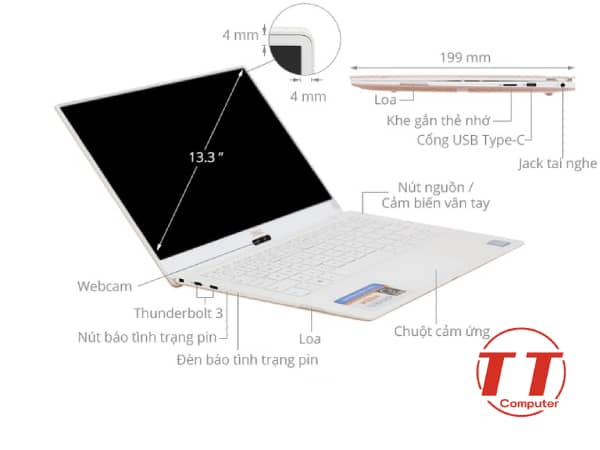 Dell XPS 13 9370 CH1 CPU Intel Core i5-8350U, RAM 8GB, SSD 256GB, Màn 13.3 inch FHD